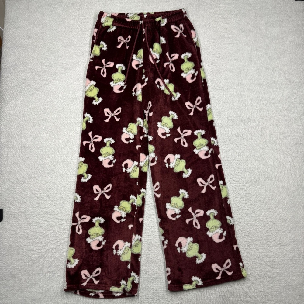 The Grinch Pajama Pants Soft Fleece Straight Leg Red Adults Size Small